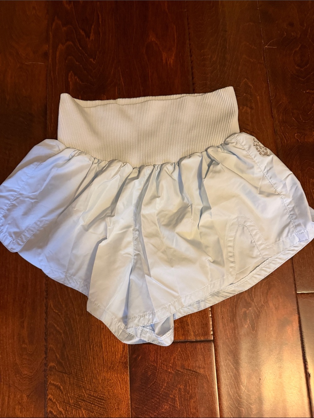 Free People White Ruffled Skort with Ribbed Waistband